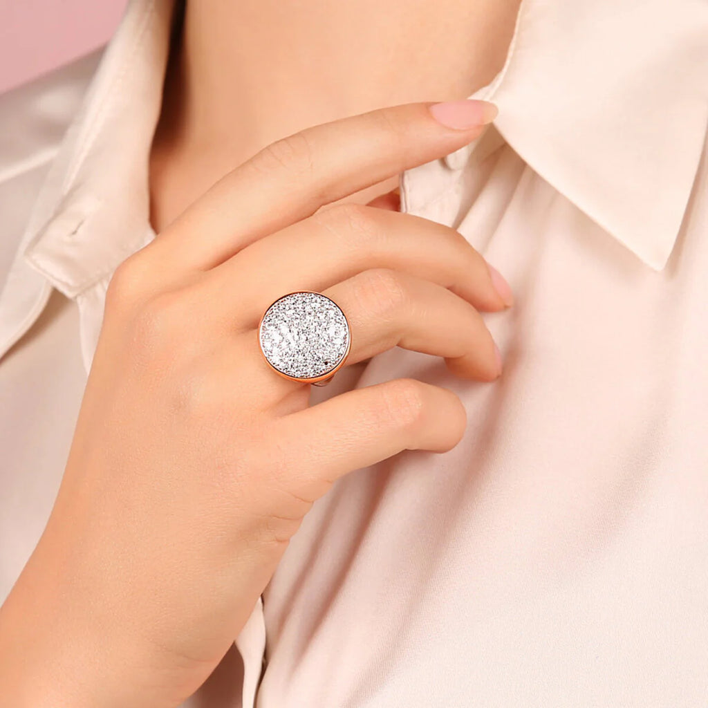 Anello Bronzallure Chevalier Grande con Pavé Tondo Cubic Zirconia
