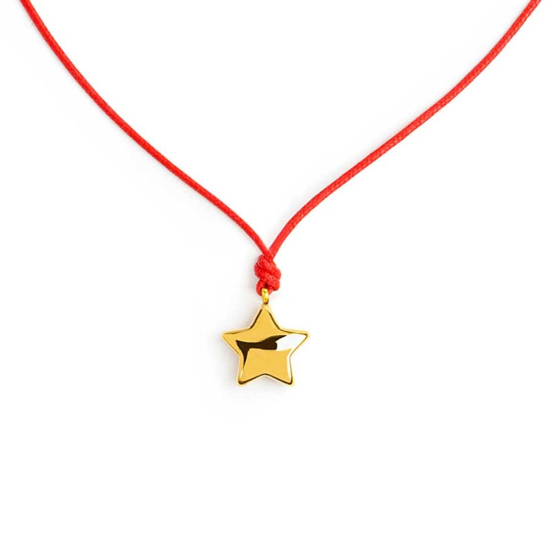 Collana Marlù Cordino rosso con stella bombata