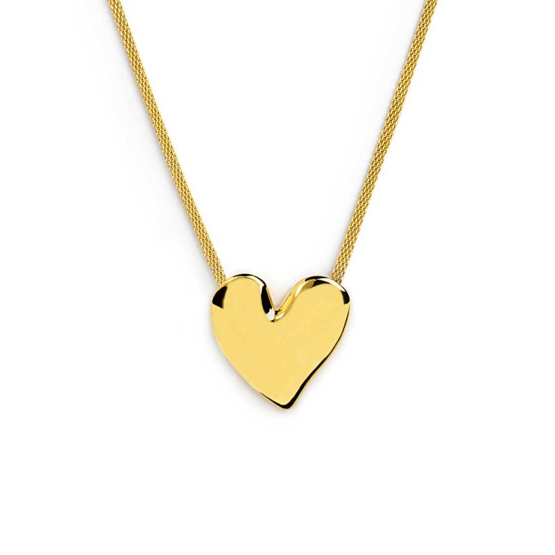 Collana Marlù Catena mesh e cuore irregolare martellato