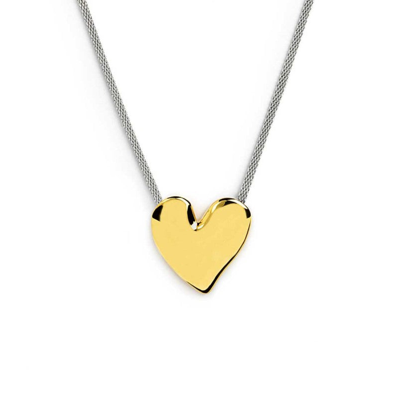 Collana Marlù Catena mesh e cuore irregolare martellato