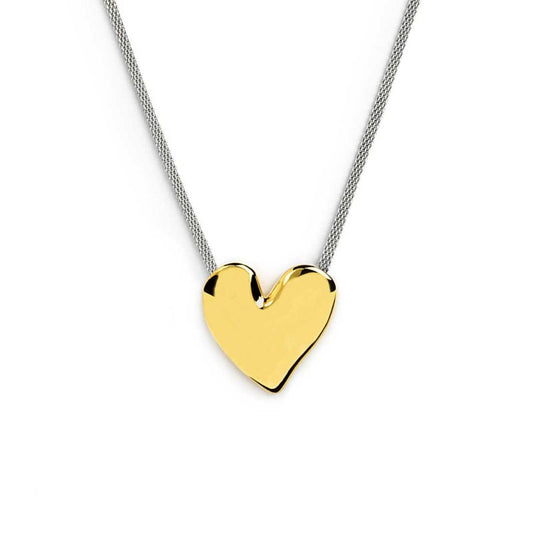 Collana Marlù Catena mesh e cuore irregolare martellato