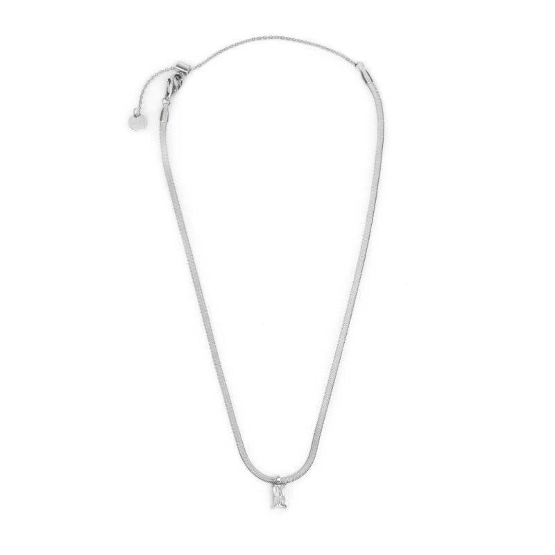 Collana Marlù Donna catena snake con zircone baguette Bianco