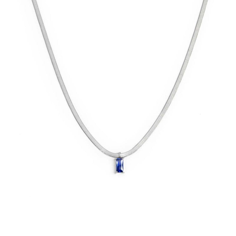 Collana Marlù Donna catena snake con zircone baguette Blu