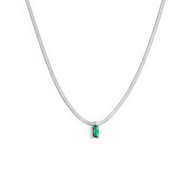Collana Marlù Donna catena snake con zircone baguette Verde