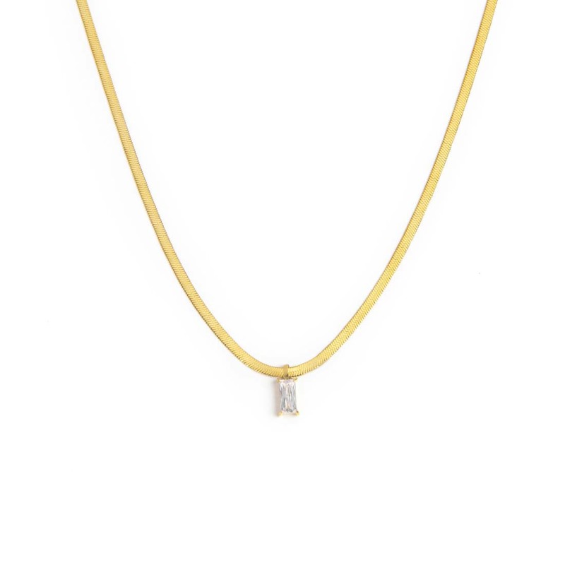 Collana Marlù Donna catena snake con zircone baguette Bianco