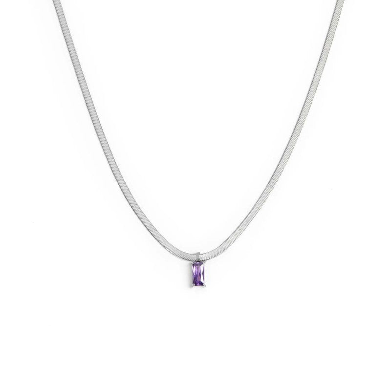 Collana Marlù Donna catena snake con zircone baguette Viola