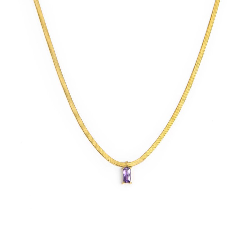 Collana Marlù Donna catena snake con zircone baguette Viola