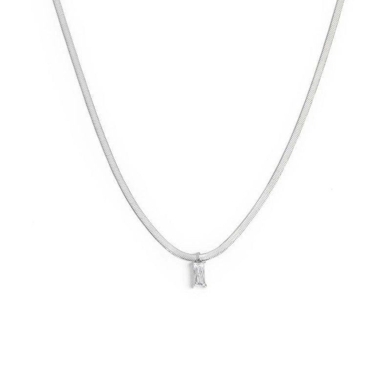 Collana Marlù Donna catena snake con zircone baguette Bianco
