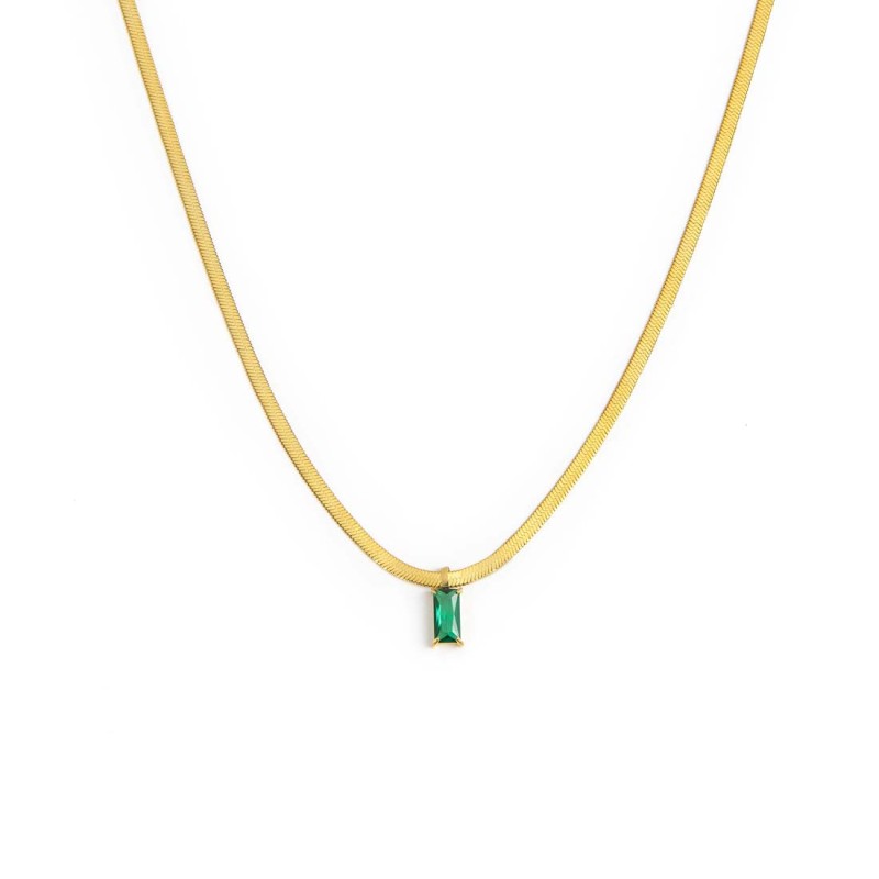 Collana Marlù Donna catena snake con zircone baguette Verde