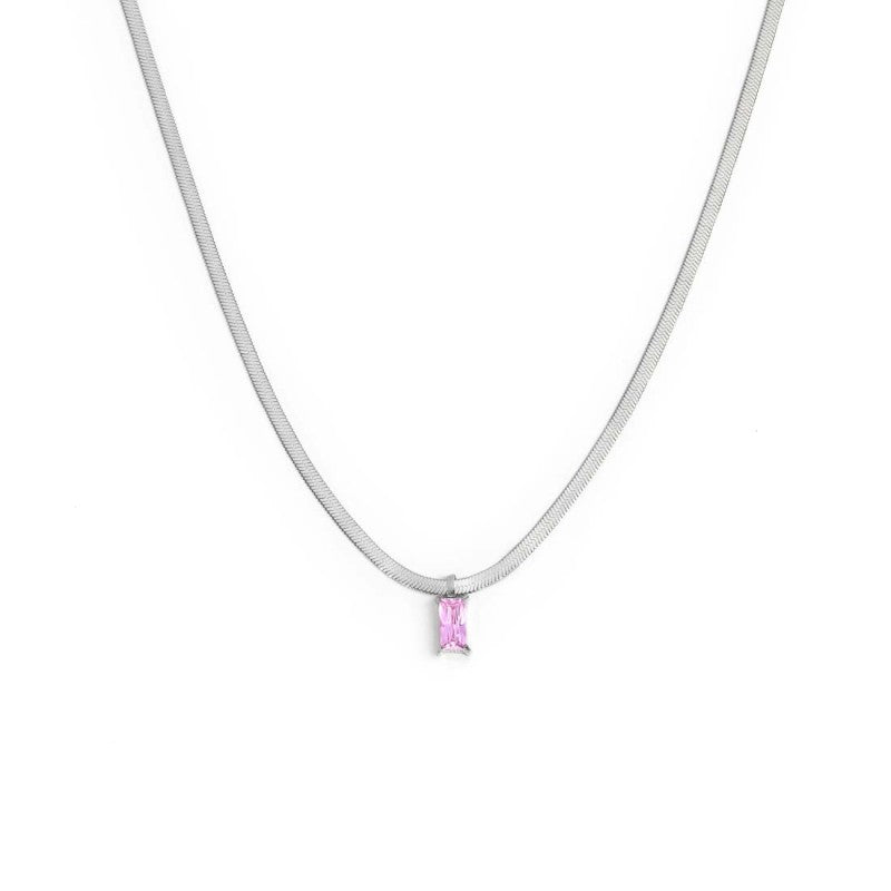 Collana Marlù Donna catena snake con zircone baguette Rosa
