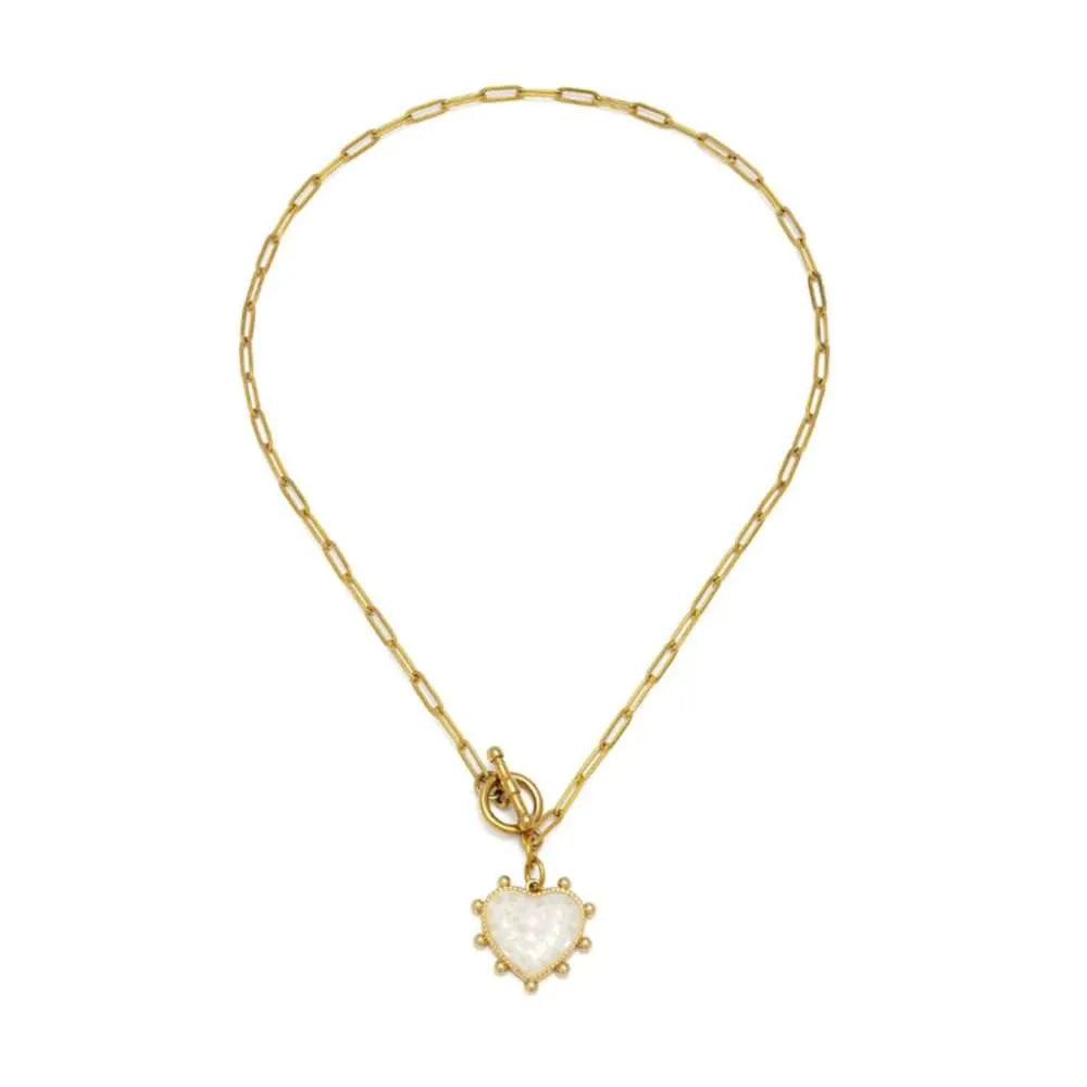 Collana Vestopazzo donna Cuore grande vintage madreperla