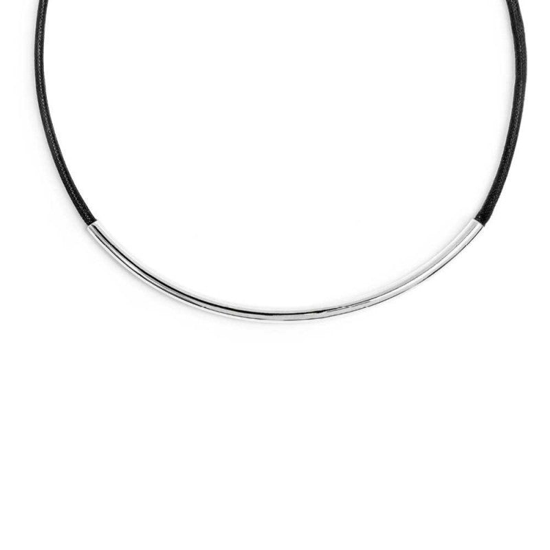 Collana Marlù Cordino nero con tubolare centrale