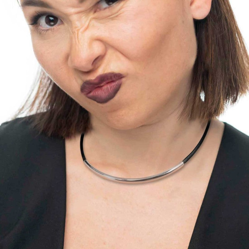 Collana Marlù Cordino nero con tubolare centrale