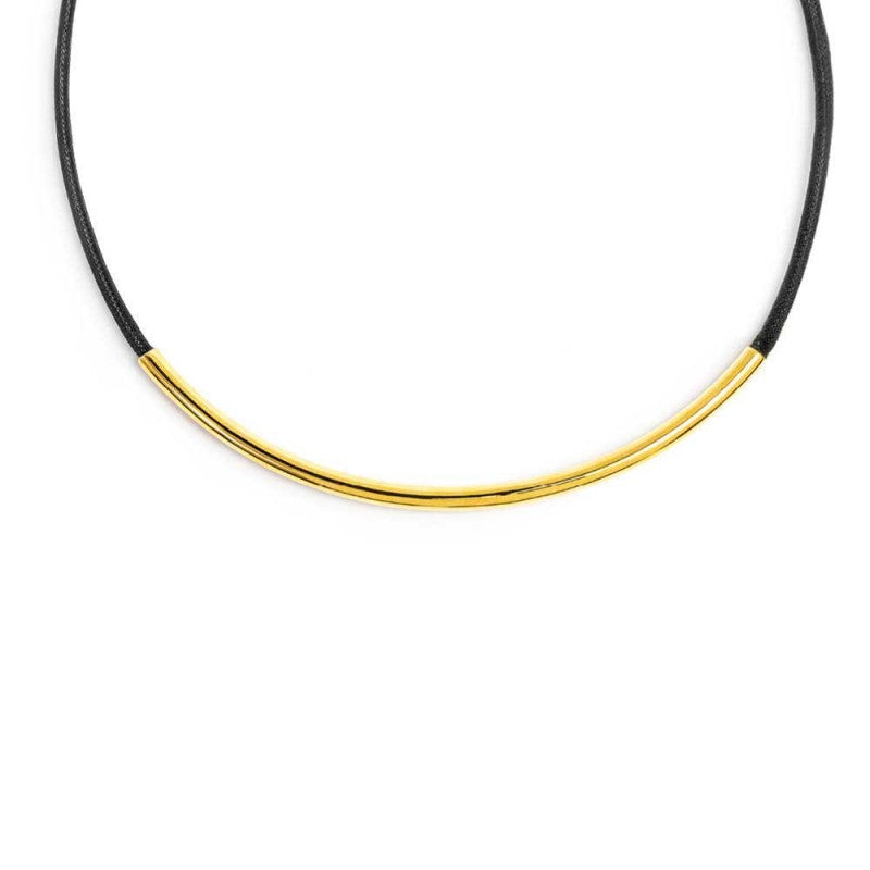 Collana Marlù Cordino nero con tubolare centrale