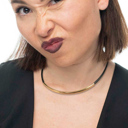 Collana Marlù Cordino nero con tubolare centrale