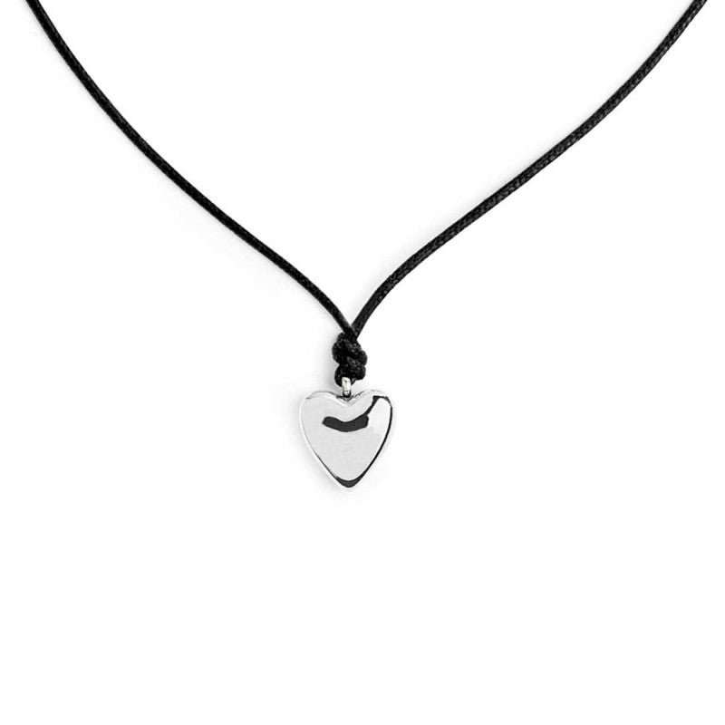 Collana Marlù Cordino nero con cuore bombato