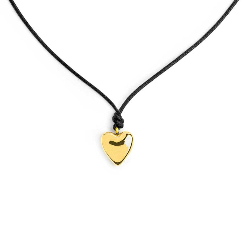Collana Marlù Cordino nero con cuore bombato