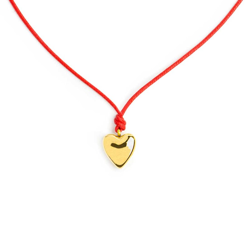 Collana Marlù Cordino rosso con cuore bombato