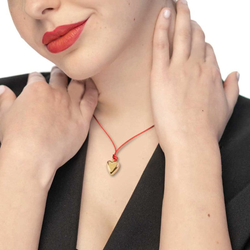 Collana Marlù Cordino rosso con cuore bombato