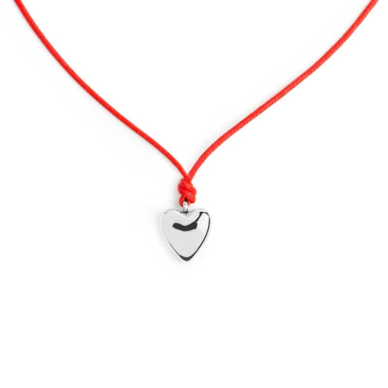 Collana Marlù Cordino rosso con cuore bombato