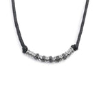 Collana Marlù cordino elementi in acciaio con trama puntinata in black oil