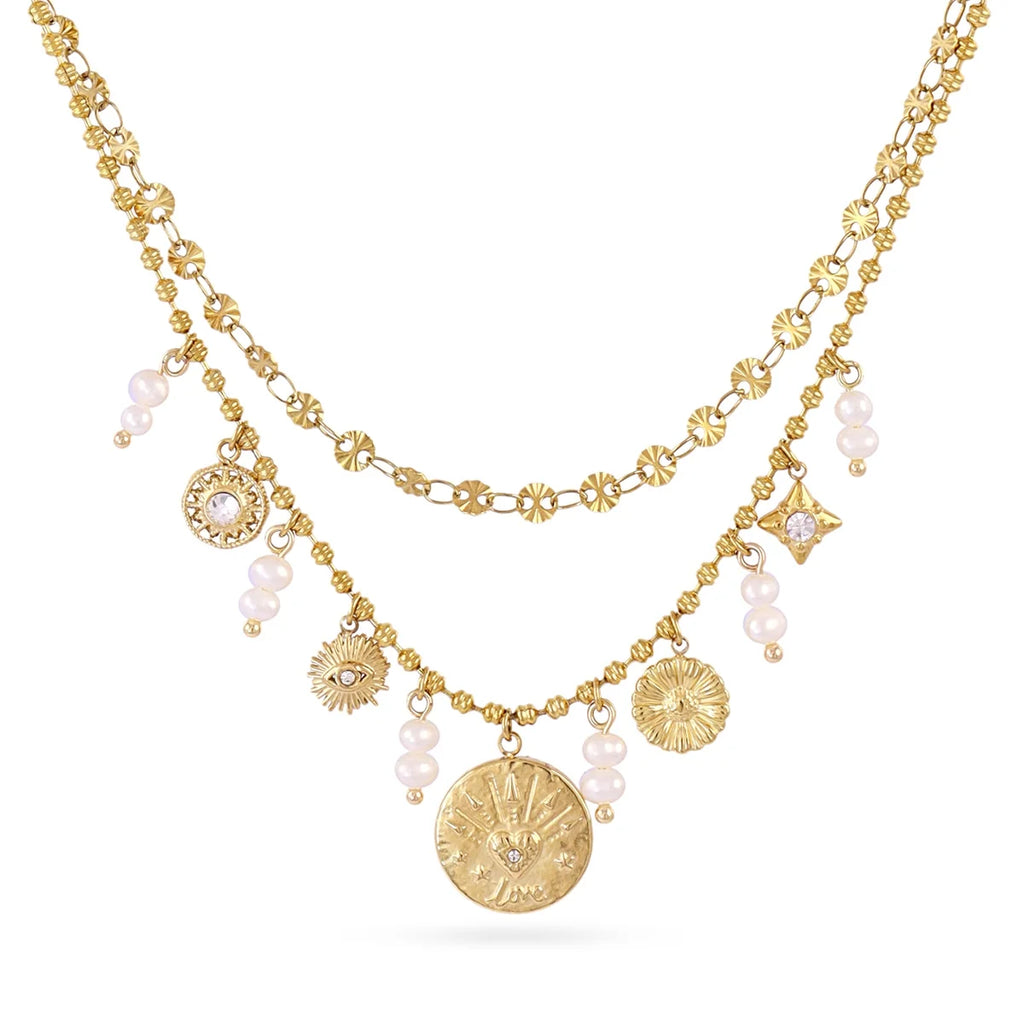 Collana Anartxy donna Doppio filo Medaglietta con cuore