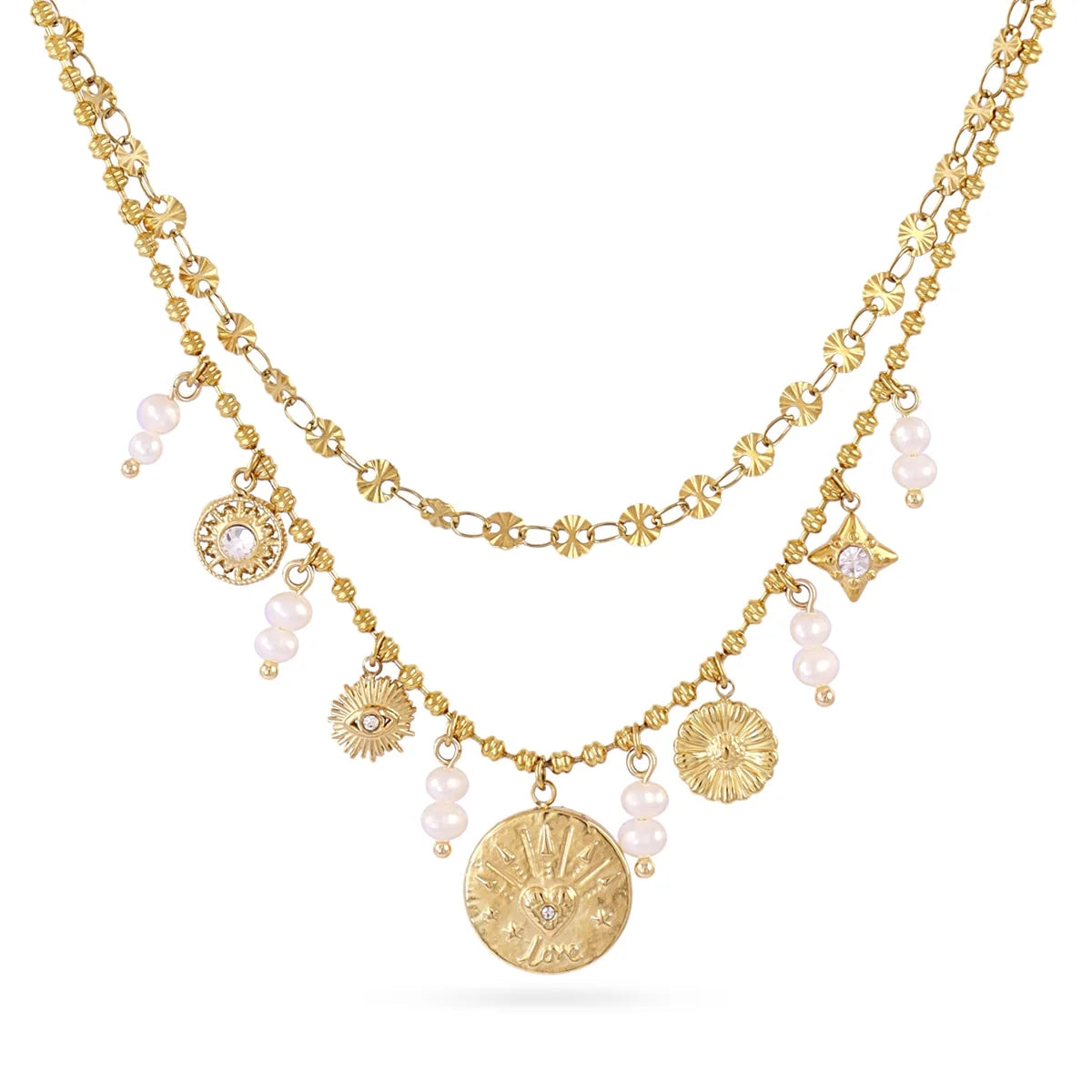 Collana Anartxy donna Doppio filo Medaglietta con cuore
