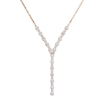 Collana Bronzallure a Cravatta Catena Forzatina e Centrale Tennis in Cubic Zirconia