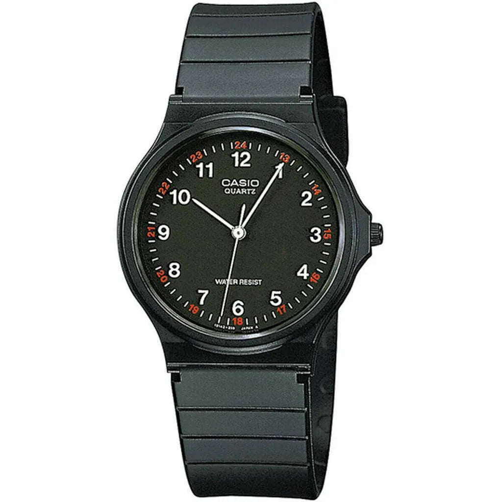 Orologio Casio uomo Analogico Tondo con quadrante nero e dettagli bianchi e rossi