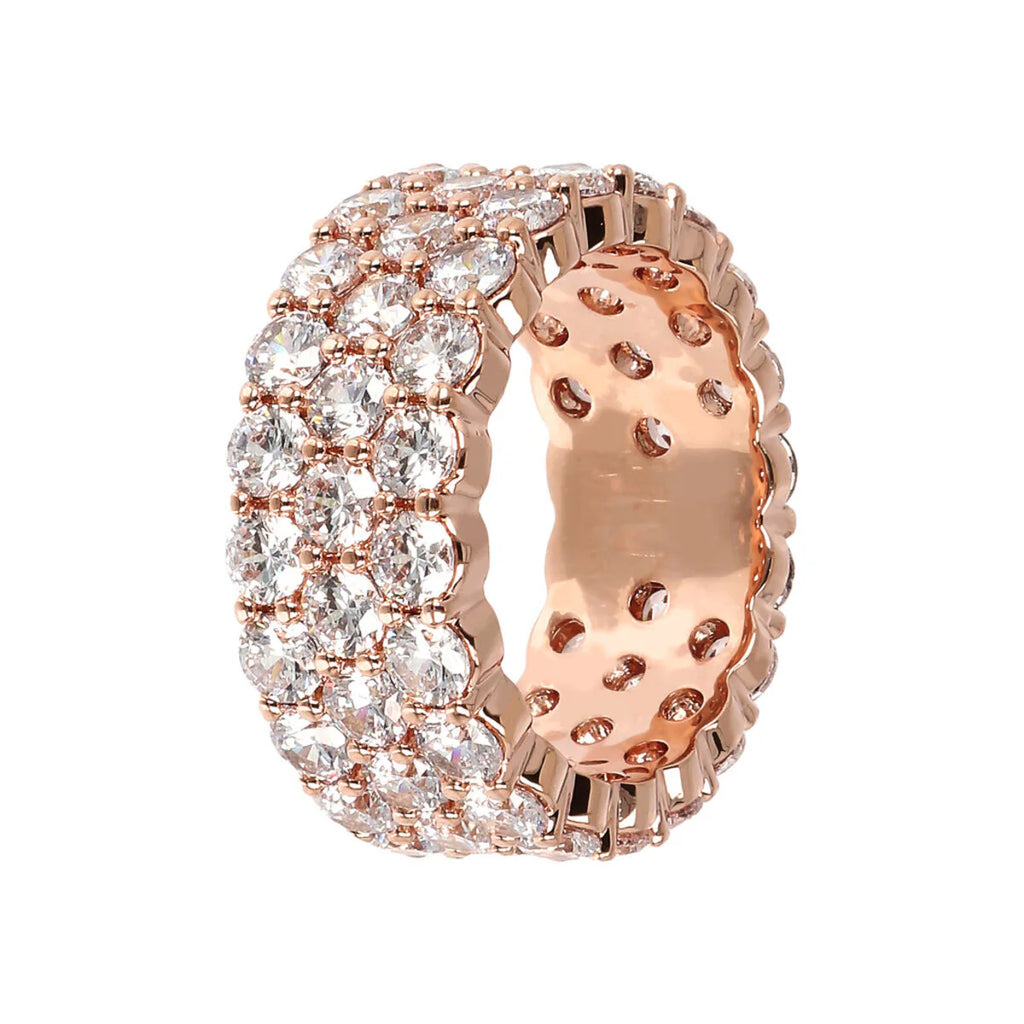 Anello Bronzallure a Fascia con Tre File di Cubic Zirconia
