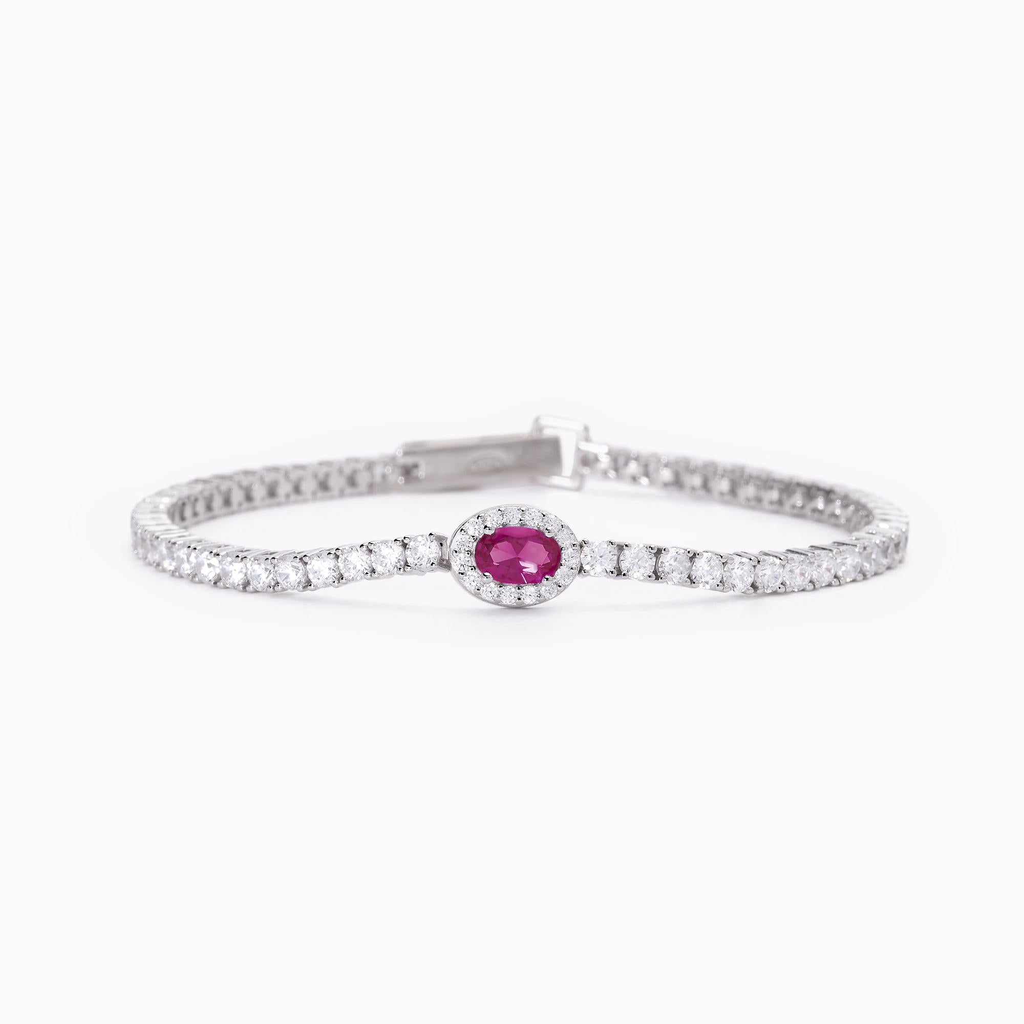 Bracciale Mabina Tennis con rubino sintetico ovale