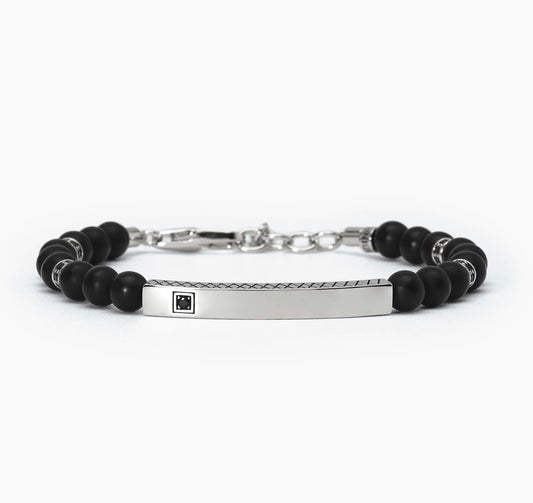Bracciale Mabina uomo con agata nera STONE CLUB