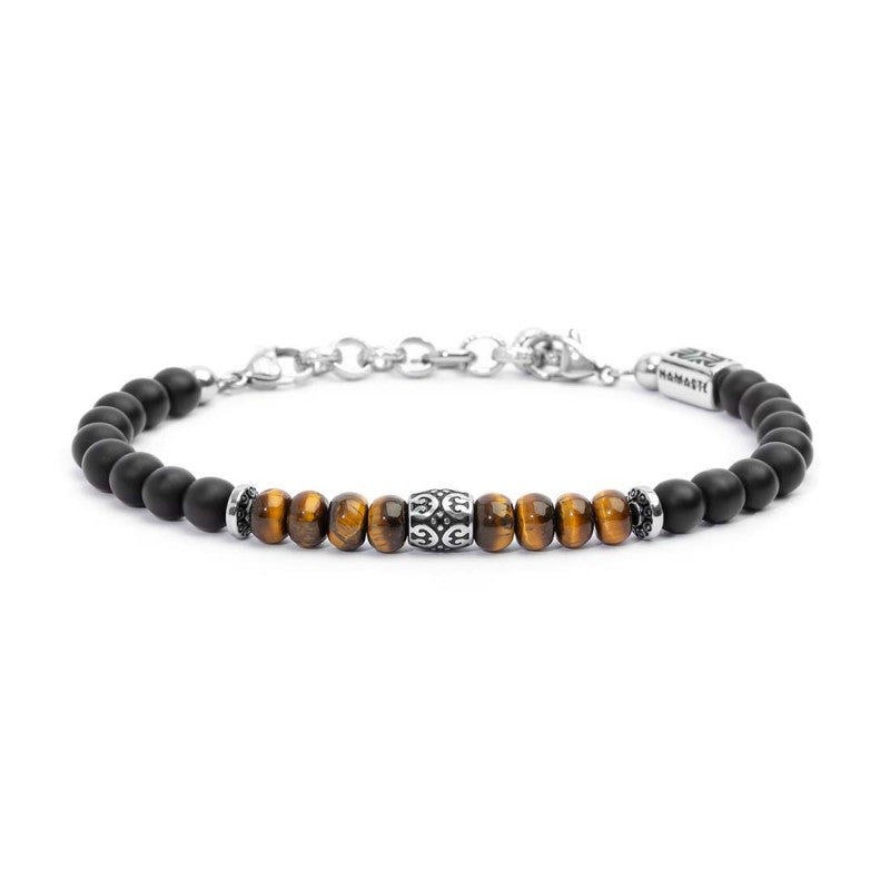 Bracciale unisex Marlù con onice e occhio di tigre