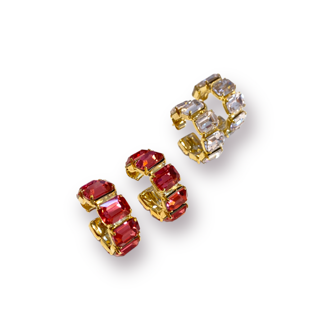Orecchini Diamond Accessori donna cerchi con pietre Ottagonali Elly