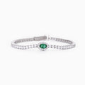Bracciale Mabina Tennis con smeraldo sintetico ovale