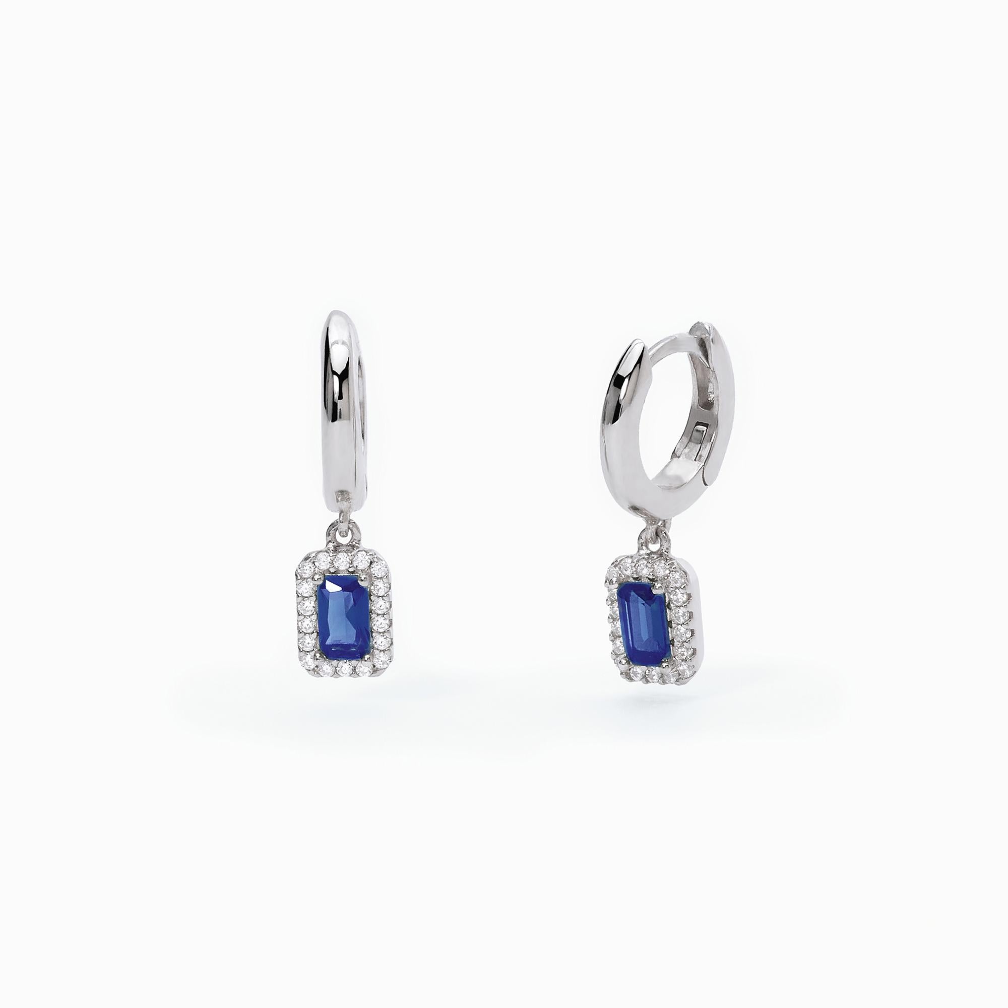 Orecchini Mabina donna in argento a cerchio con zaffiri sintetici