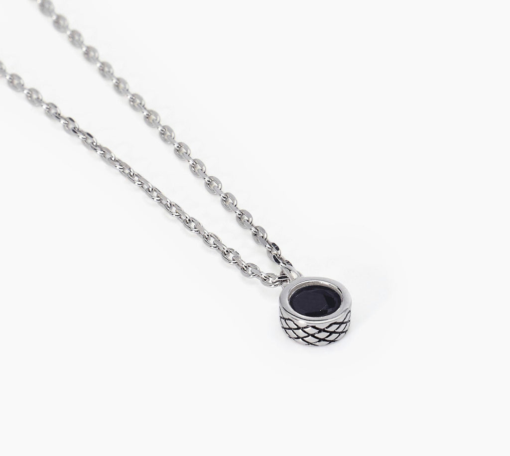 Collana Mabina Uomo con punto luce tondo BRIGHT pietra nera