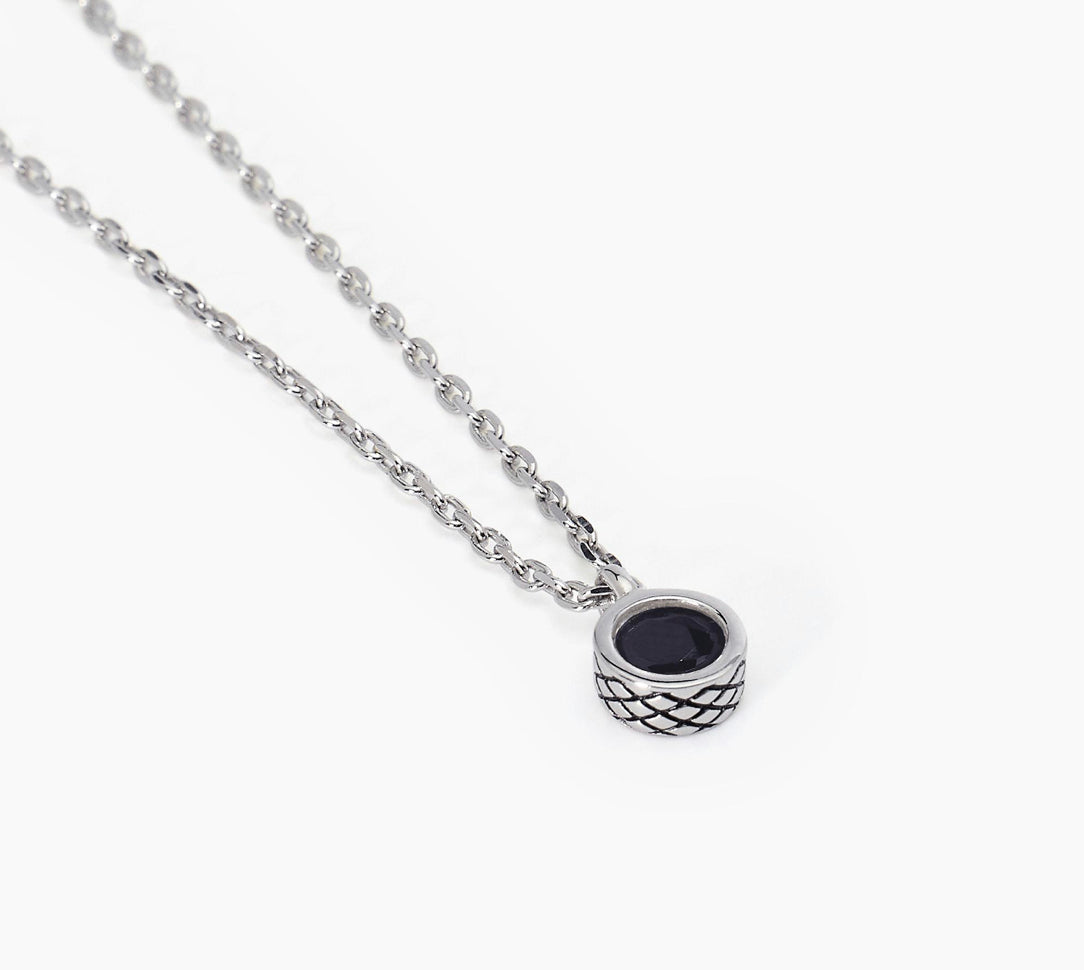 Collana Mabina Uomo con punto luce tondo BRIGHT pietra nera
