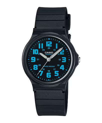 Orologio Casio uomo Analogico Tondo nero con dettagli azzurri