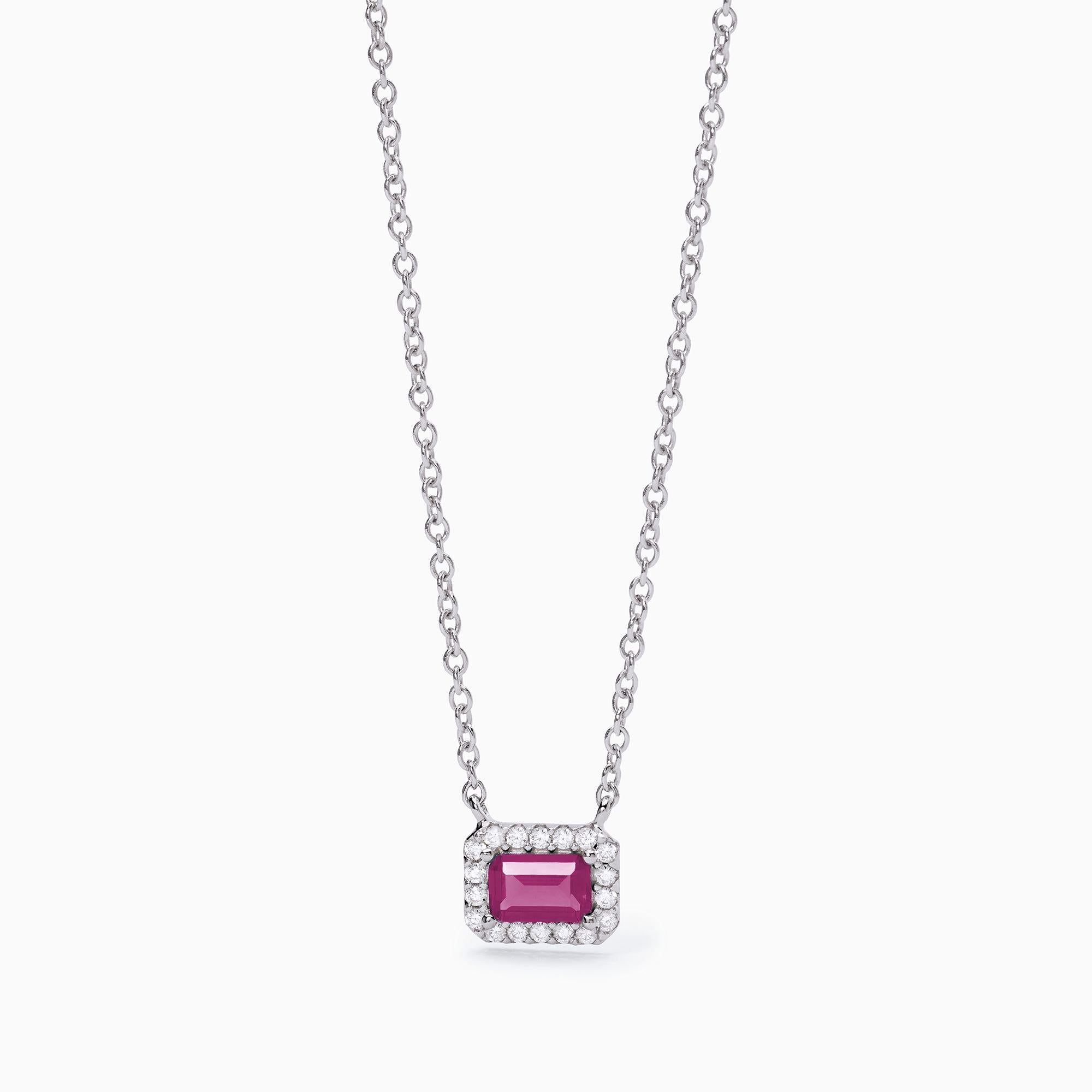 Collana donna Mabina con rubino sintetico taglio baguette