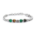 Bracciale Marlù unisex catena fishbone con sfere malachite e occhio di tigre
