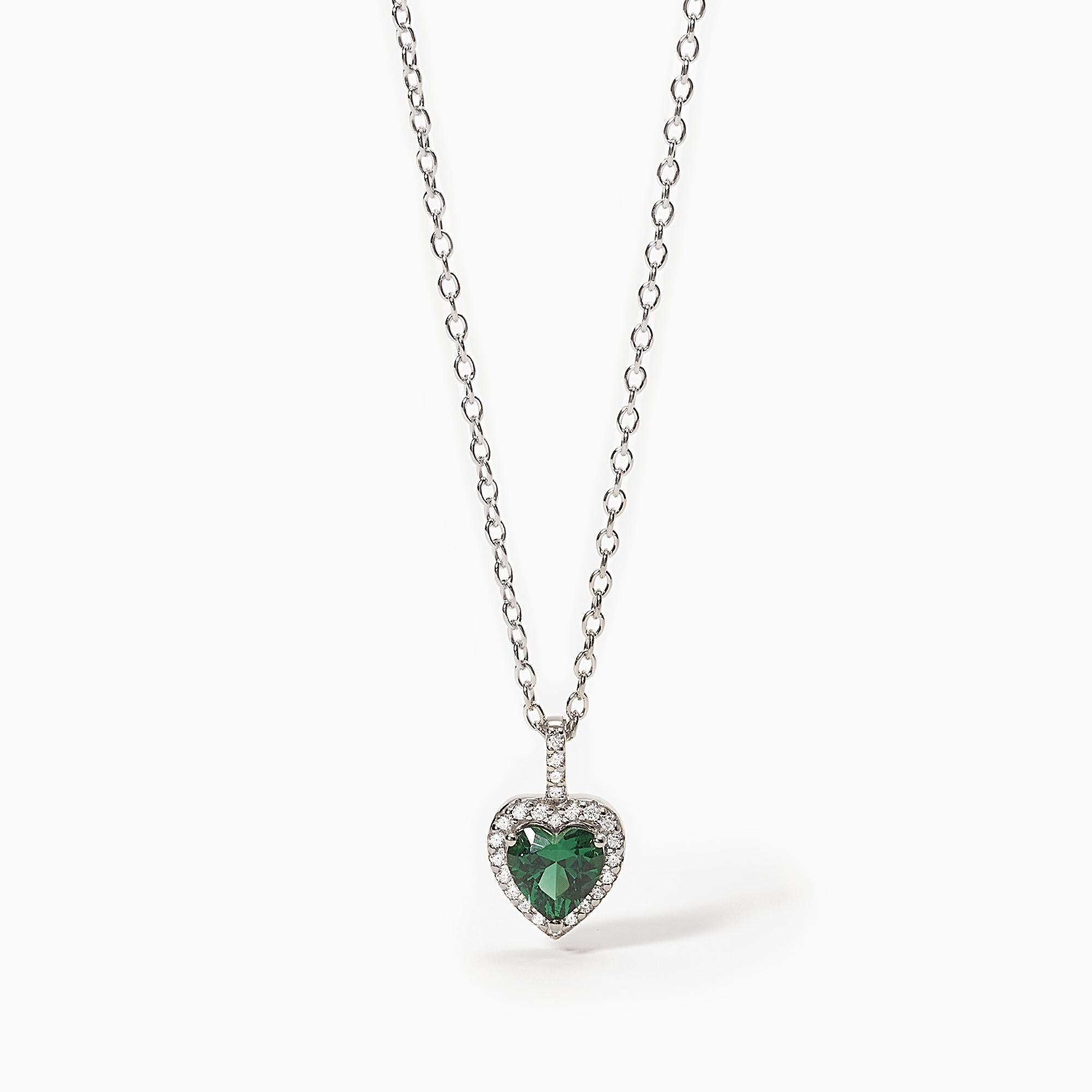 Collana donna Mabina con smeraldo sintetico taglio cuore