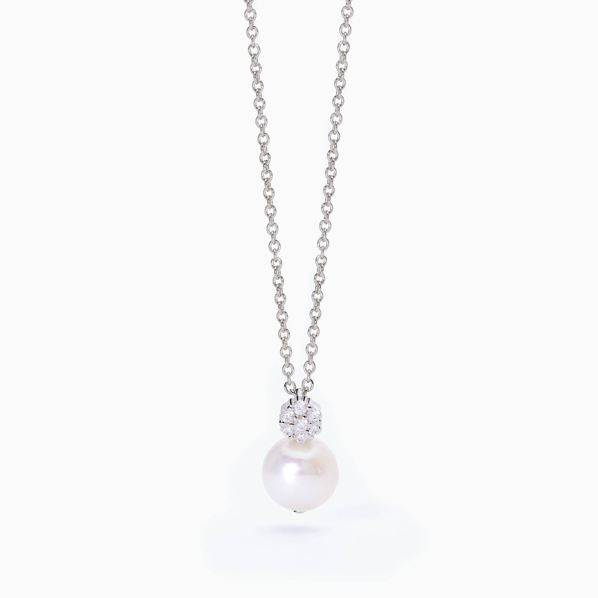 Collana Mabina con perla e zirconi bianchi