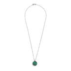 Collana unisex   catena grumetta con pendente tondo verde