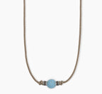 Collana Mabina Uomo in argento con cordino sabbia e pietra turchese