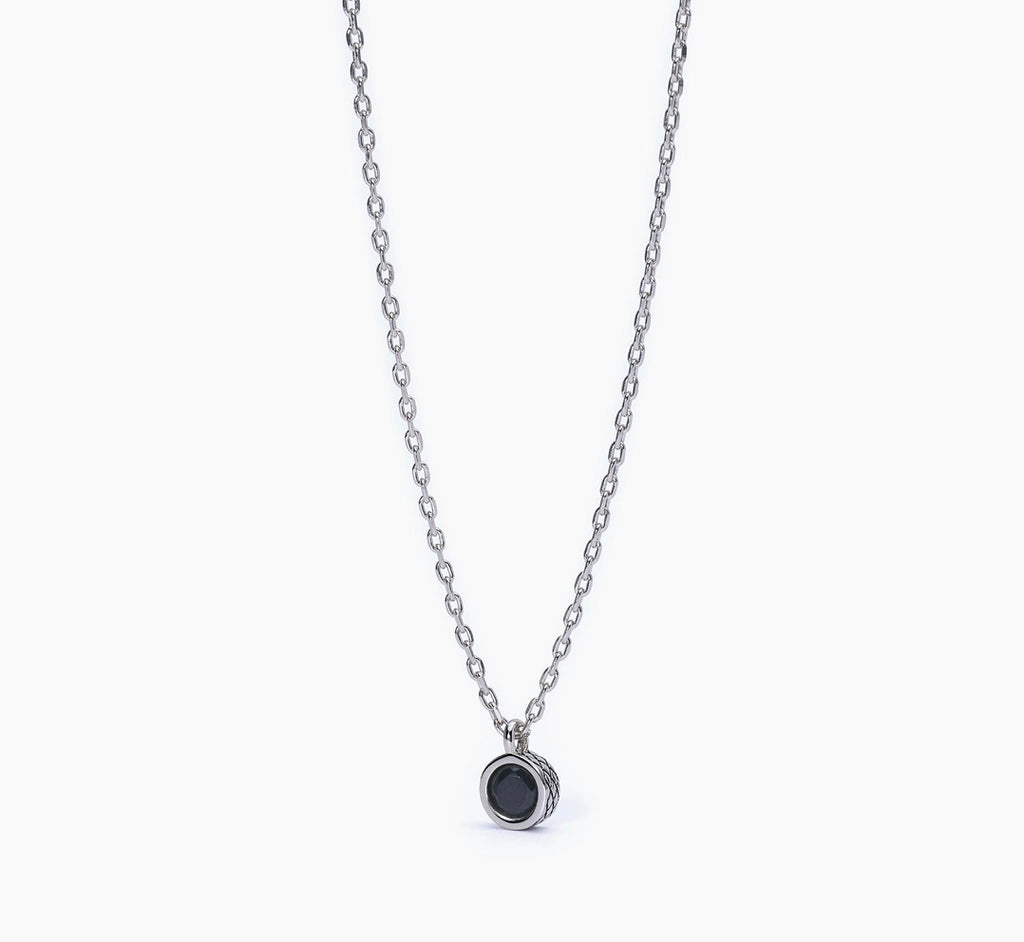 Collana Mabina Uomo con punto luce tondo BRIGHT pietra nera