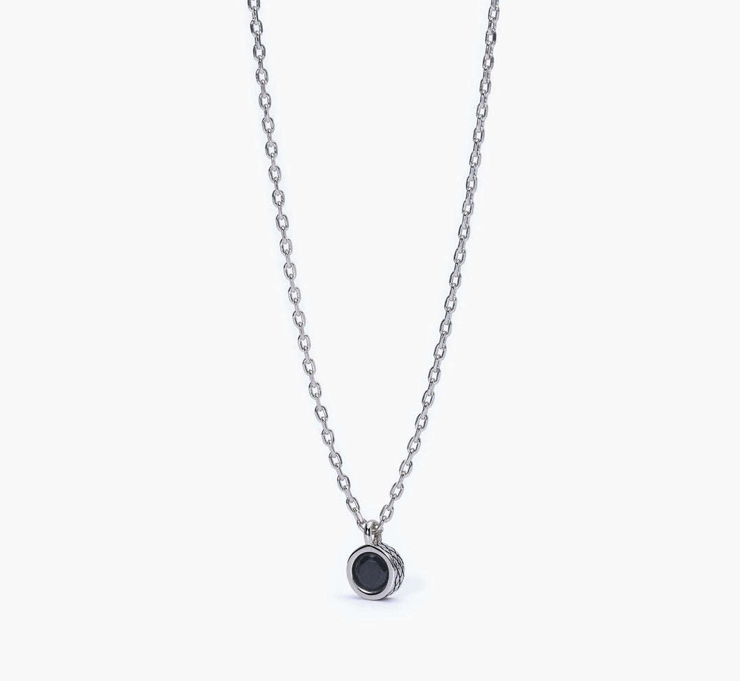 Collana Mabina Uomo con punto luce tondo BRIGHT pietra nera