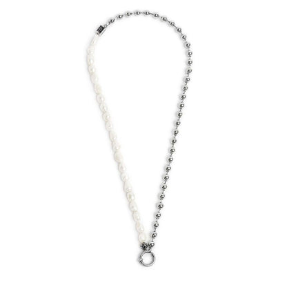 Collana Marlù unisex perle fiume masticate con catena a sfere