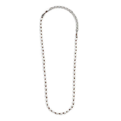 Collana uomo MARLÙ cordino marrone con perle