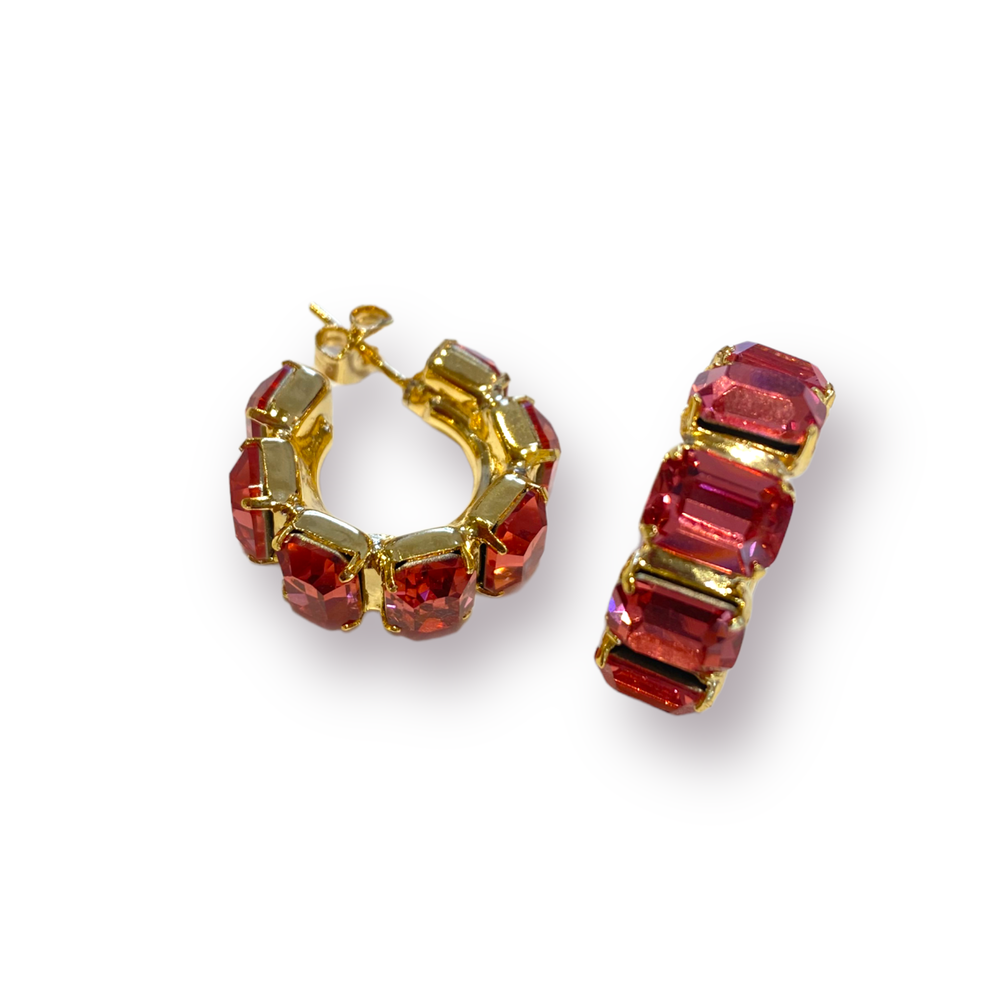 Orecchini Diamond Accessori donna cerchi con pietre Ottagonali Elly